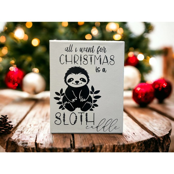 Sloth Cuddle Canvas 8x10 - The Perfect Christmas Gift for Animal Lovers - Picture 1 of 5